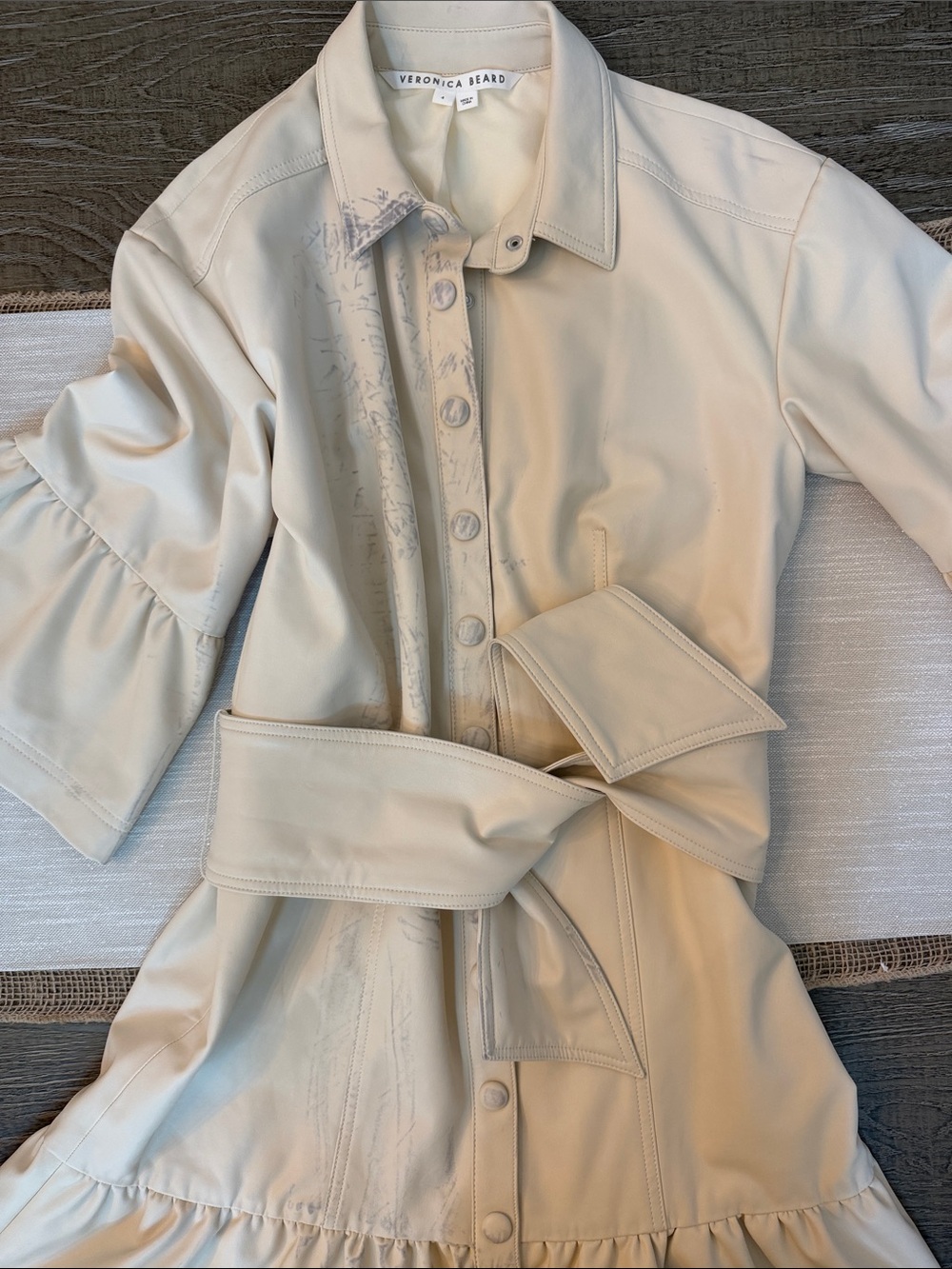 Veronica Beard Cream Belted Shirt Dress